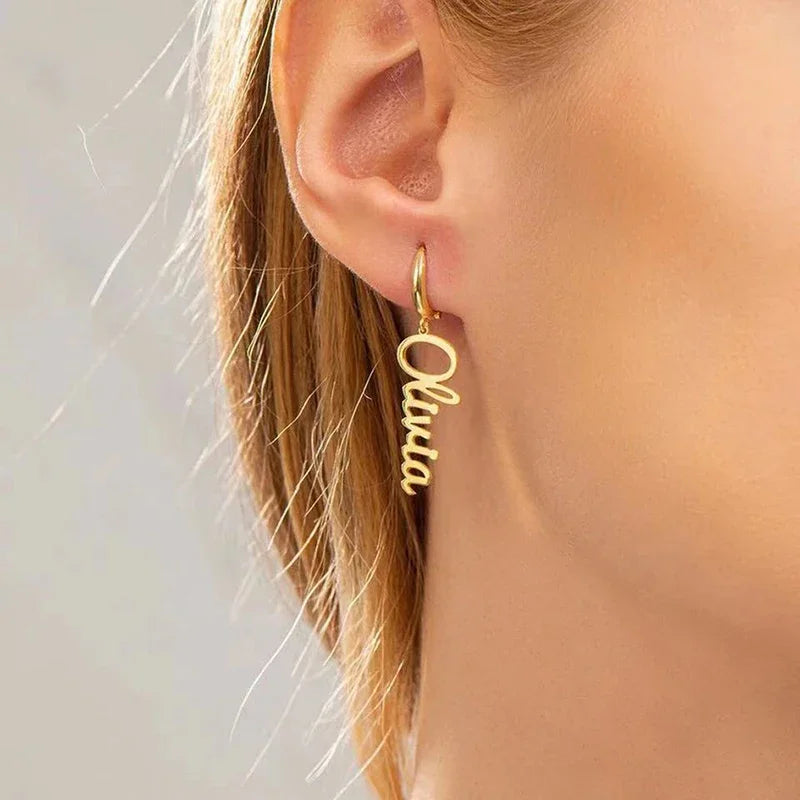 Custom Name Earrings fashion Stainless Steel Women Jewelry Letter Gold Earrings Luxury 316L Ear Studs Valentine's Day Gift