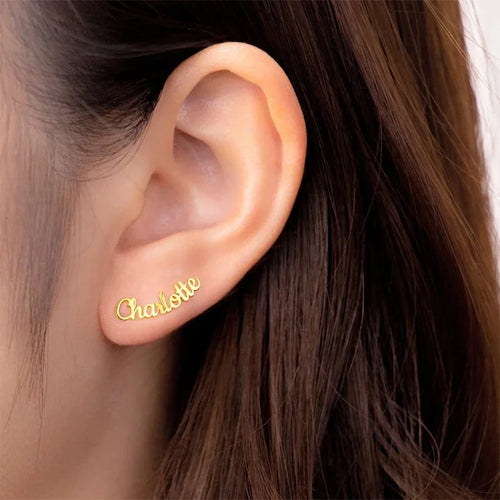Custom Letter Name Earrings for Women Personalized Stainless Steel Jewelry Fashion Gold Earrings Unique Gift for Her Wholesale