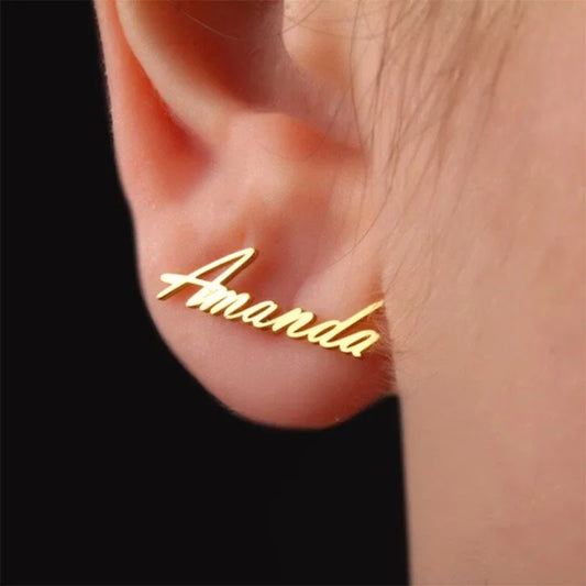 Custom Letter Name Earrings for Women Personalized Stainless Steel Jewelry Fashion Gold Earrings Unique Gift for Her Wholesale